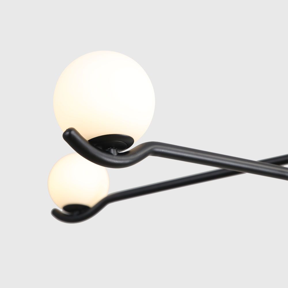 nebula black 3-arm pendant lamp with white glass