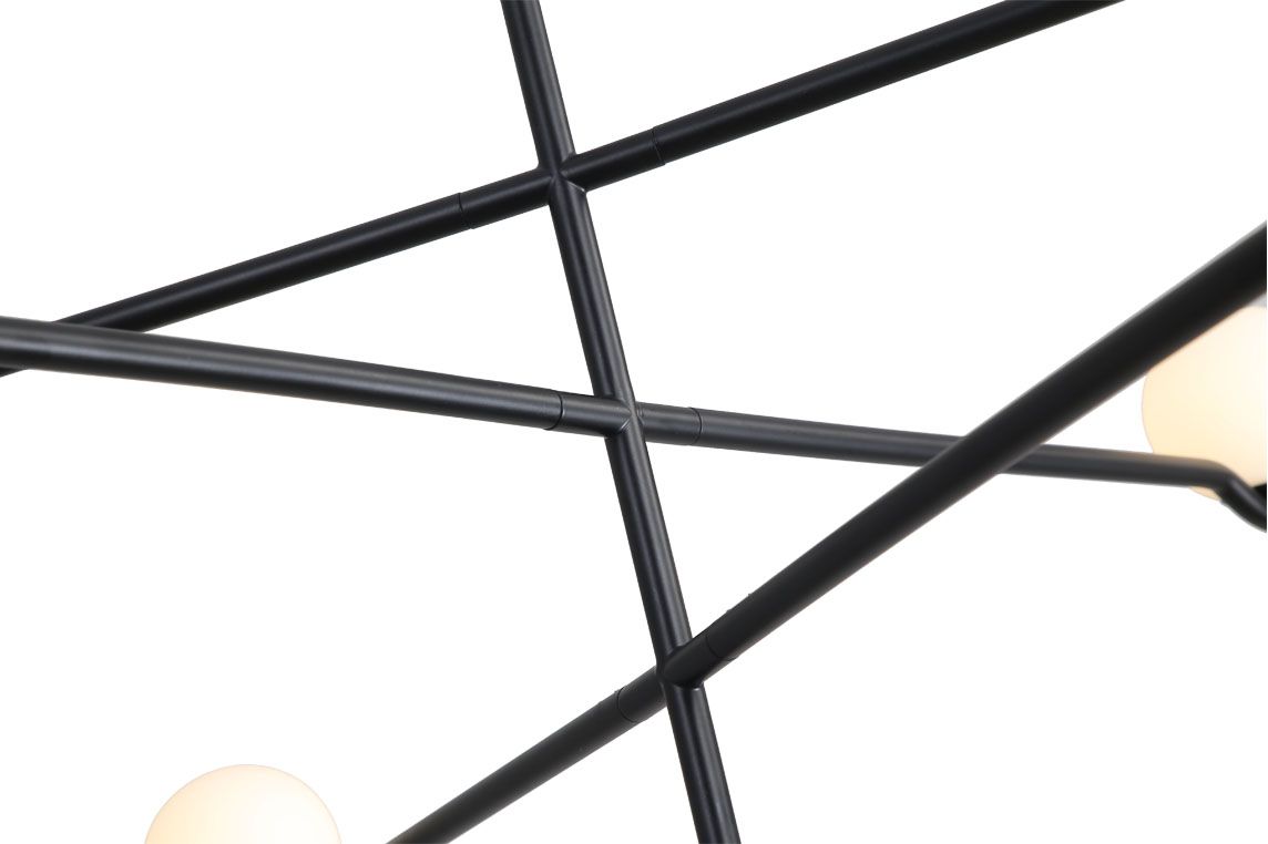 nebula black 3-arm pendant lamp with white glass