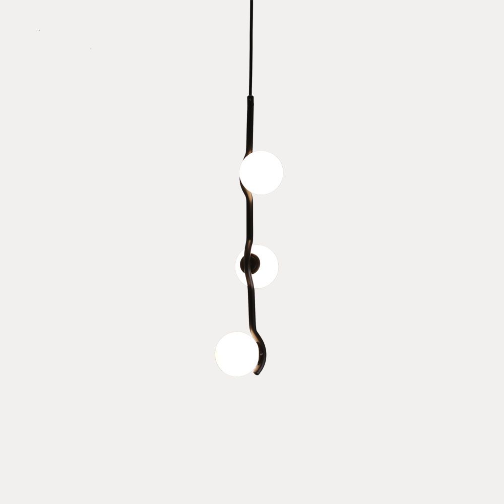 pluto pendant lamp white glass black frame