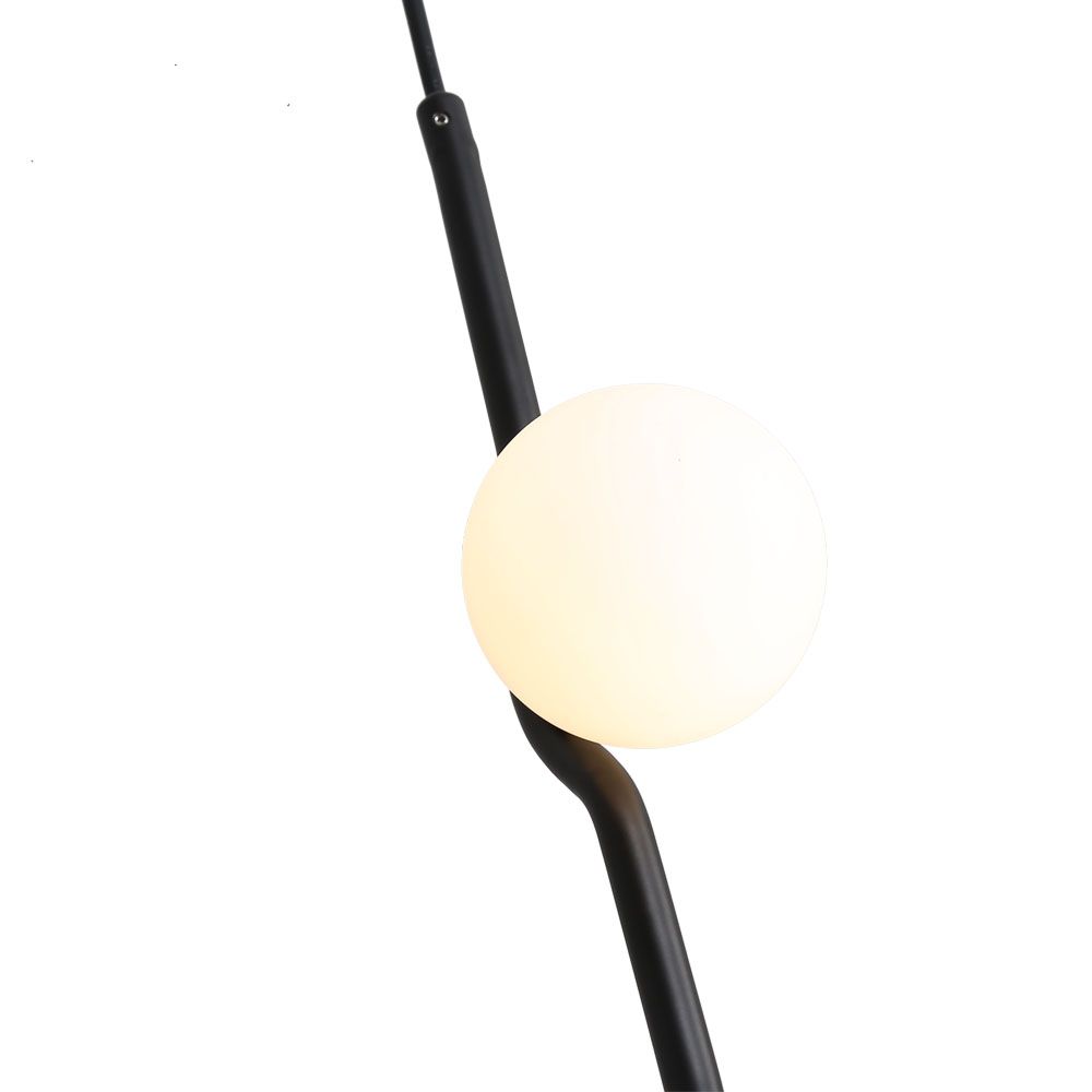 pluto pendant lamp white glass black frame