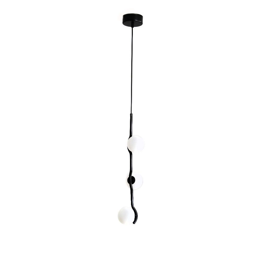 pluto pendant lamp white glass black frame