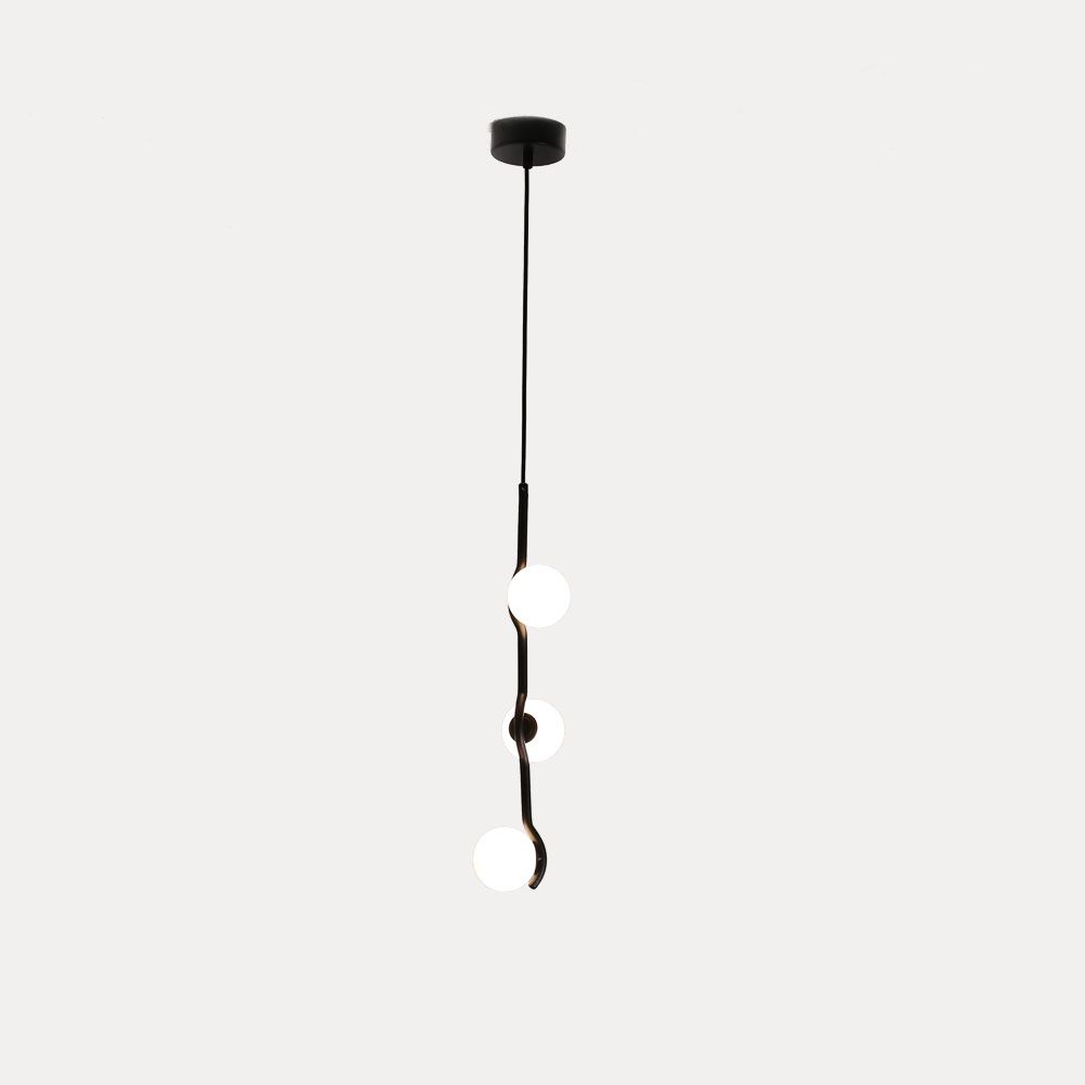 pluto pendant lamp white glass black frame