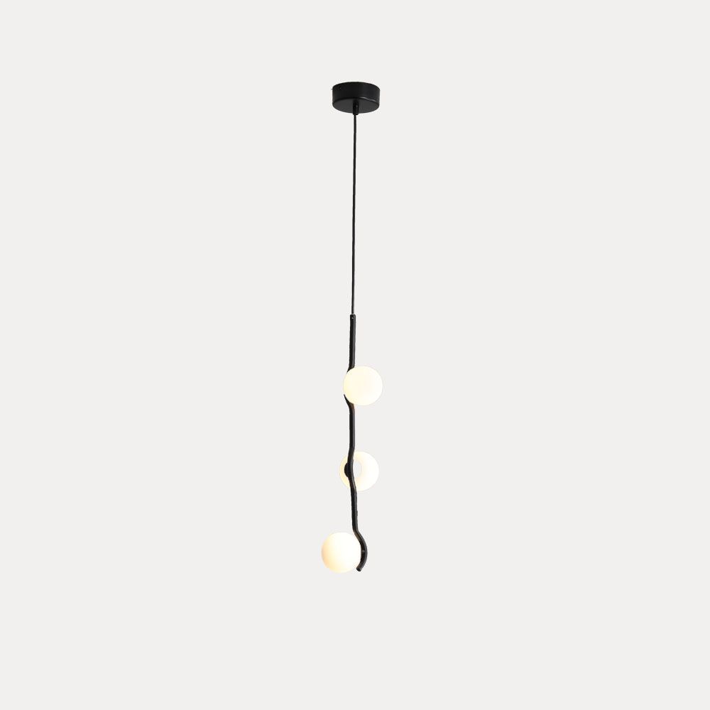 pluto pendant lamp white glass black frame