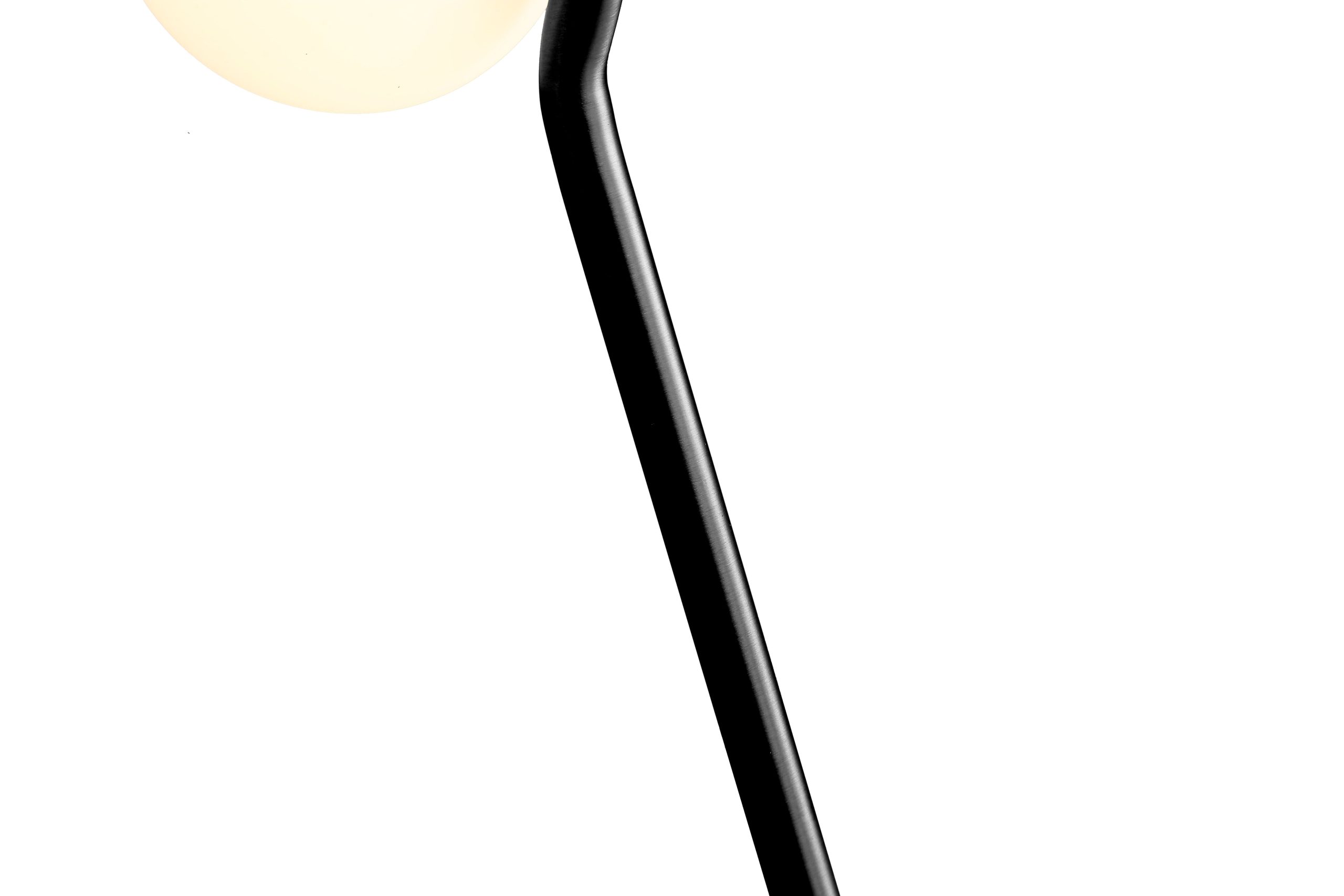 pluto black frame white glass table lamp