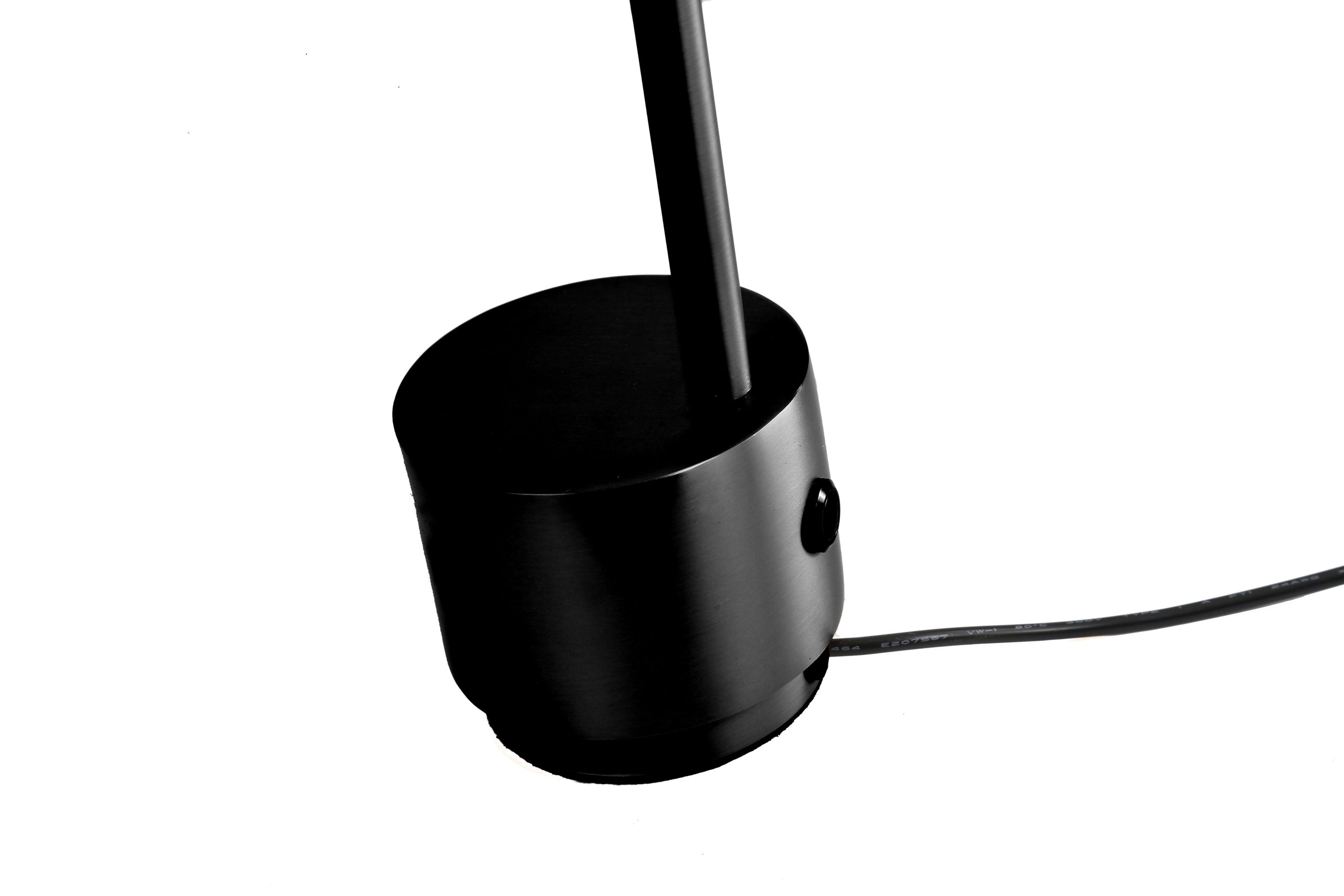 pluto black frame white glass table lamp