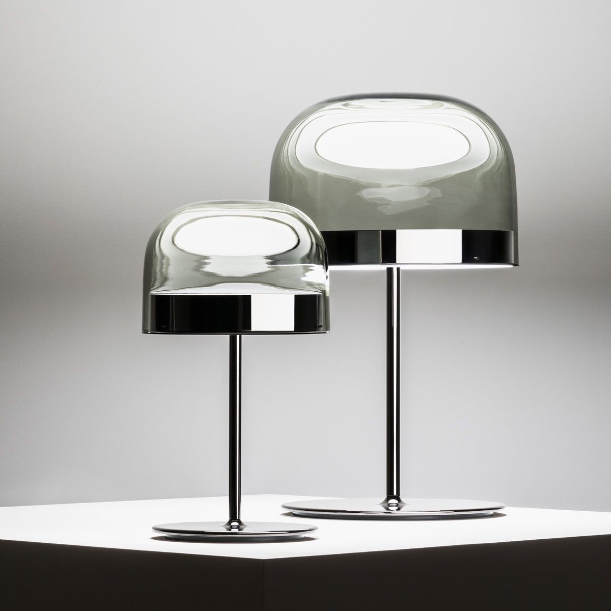 shine smoke glass table lamp black frame
