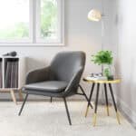 Modern Gray Accent Chair with Faux Leather and Steel Base 11 Modern Gray Accent Chair with Faux Leather and Steel Base