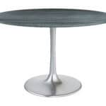 Round Marble Dining Table with Steel Base, Seats 4