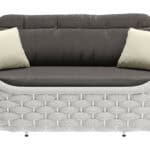 Gray Outdoor Loveseat with Aluminum Frame and Olefin Fabric