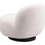Modern Shearling Style Accent Chair with Steel Legs, Cream