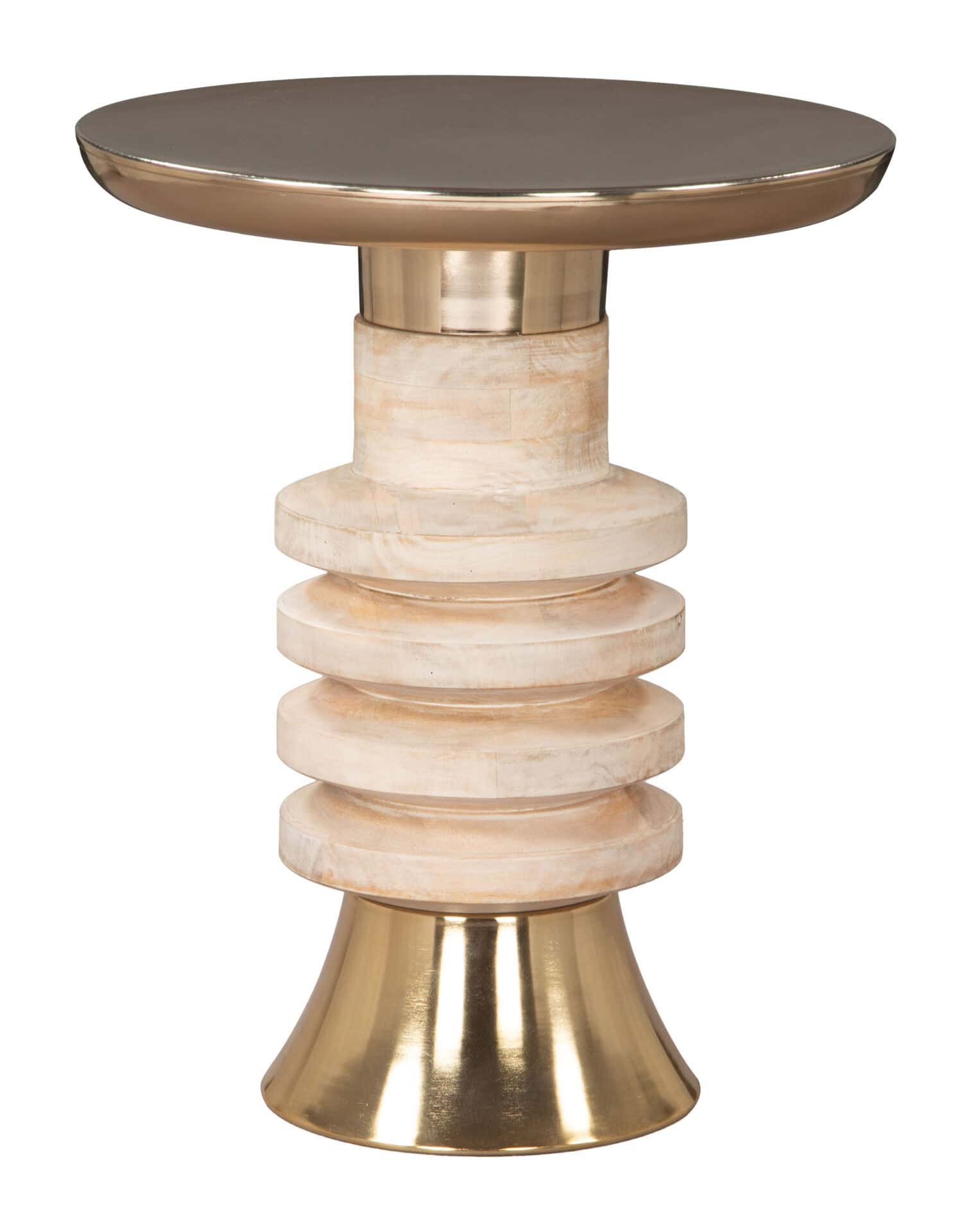Gold & Natural Round Mango Wood and Iron Side Table 1 Gold & Natural Round Mango Wood and Iron Side Table