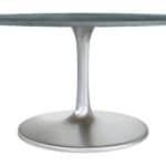 Round Gray Marble Dining Table with Steel Base (Seats 8)