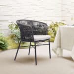 Modern Black Outdoor Dining Chair Weather Resistant (Set of 2)