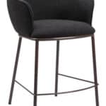 Black & Bronze Counter Stool with Teddy Fabric and Armrests