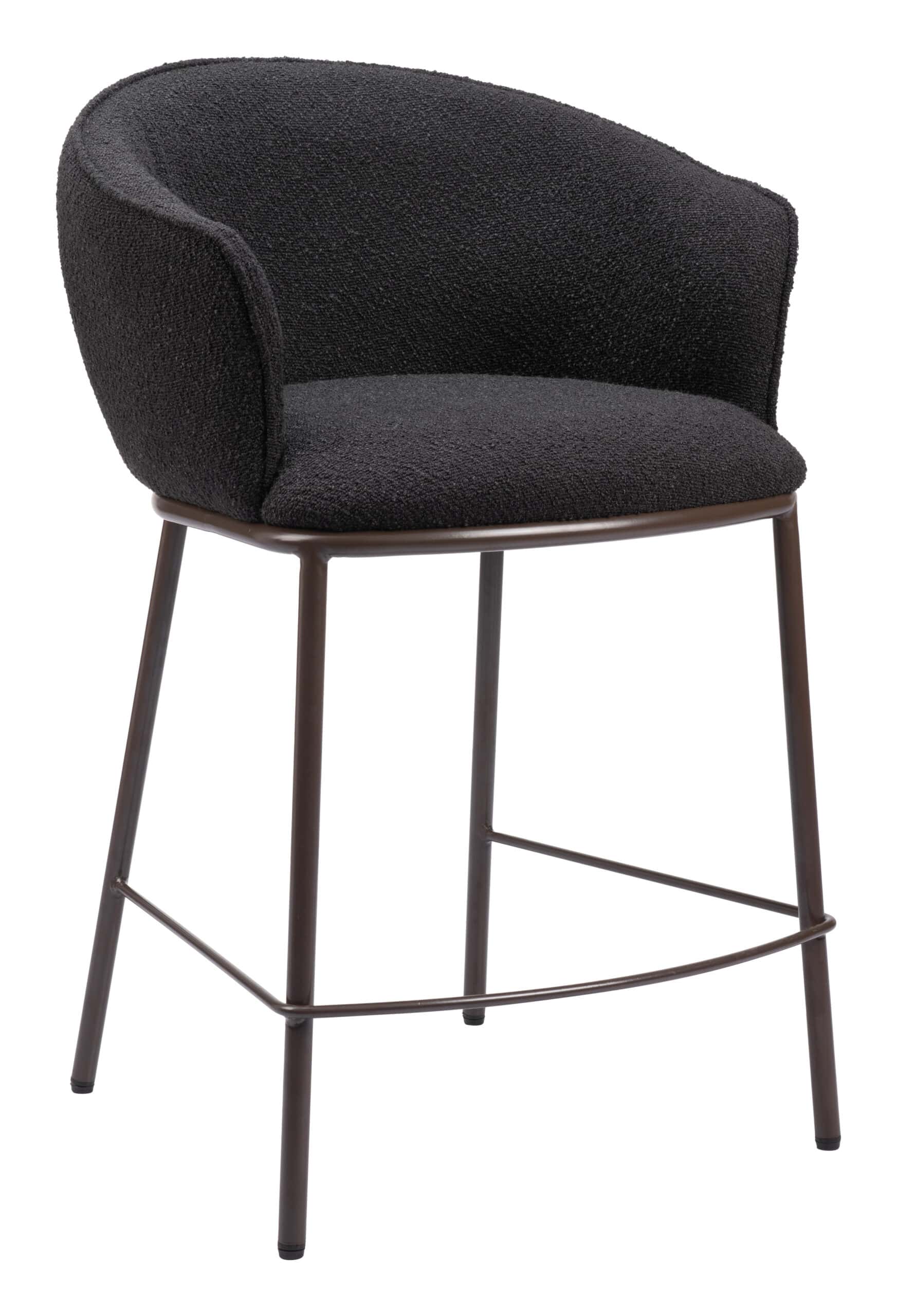 Black & Bronze Counter Stool with Teddy Fabric and Armrests 12 Black & Bronze Counter Stool with Teddy Fabric and Armrests