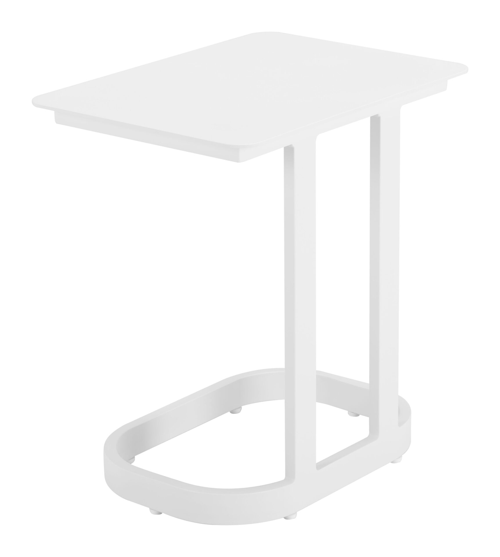 White Aluminum End Table with Faux Wood Top 6 White Aluminum End Table with Faux Wood Top - Image 6