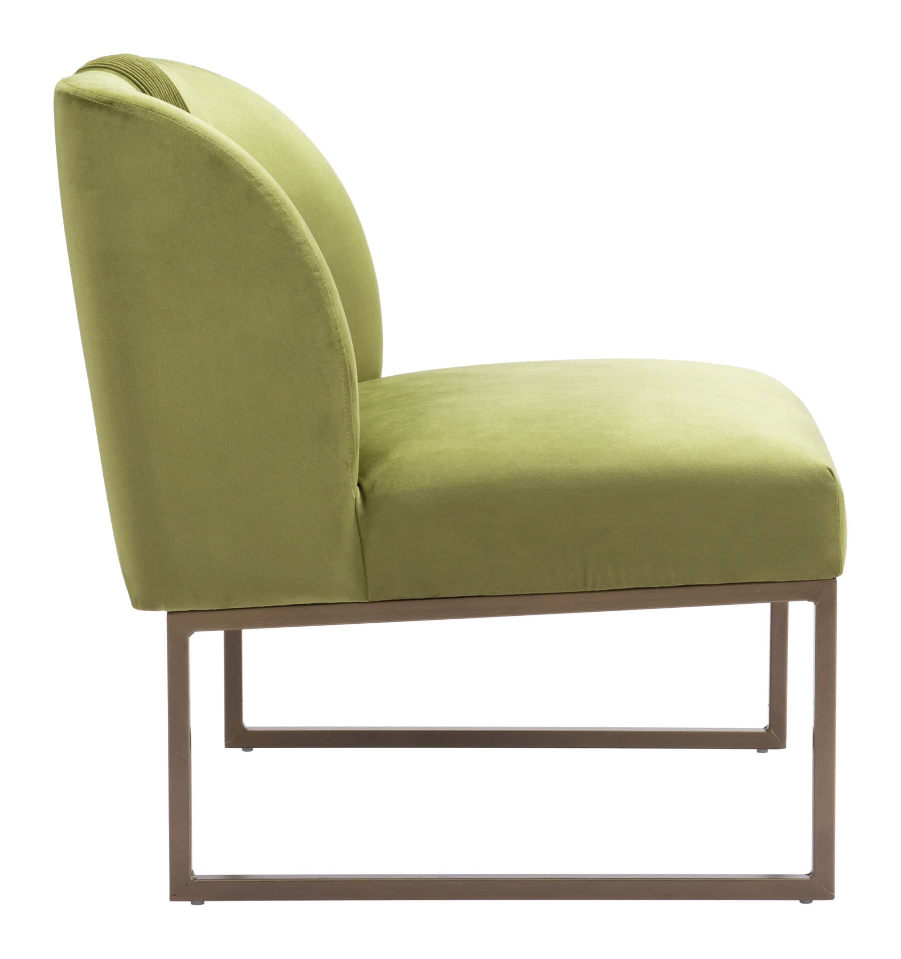 Olive Green Velvet Accent Chair with Powder Coated Steel Base 3 Olive Green Velvet Accent Chair with Powder Coated Steel Base - Image 3