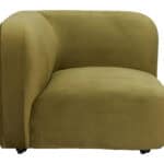 Velvet Tufted Corner Chair with Birch Wood Legs in Green 10 Velvet Tufted Corner Chair with Birch Wood Legs in Green
