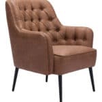Vintage Tufted Faux Leather Accent Chair with Steel Legs 17 Vintage Tufted Faux Leather Accent Chair with Steel Legs