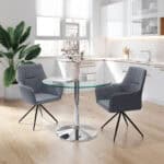 Mid-Century Modern Gray Dining Chairs with Armrests (Set of 2)