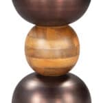Bronze Steel Frame Round Side Table with Painted Wood Top