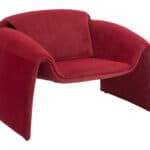 Red Velvet Accent Chair with Sturdy Steel Frame and Armrests 14 Red Velvet Accent Chair with Sturdy Steel Frame and Armrests