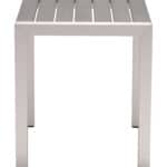 Modern Gray and Silver Side Table with Slatted Top