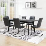 Vintage Black Faux Leather Dining Chair with Steel Legs (Set of 2) 11 Vintage Black Faux Leather Dining Chair with Steel Legs (Set of 2)