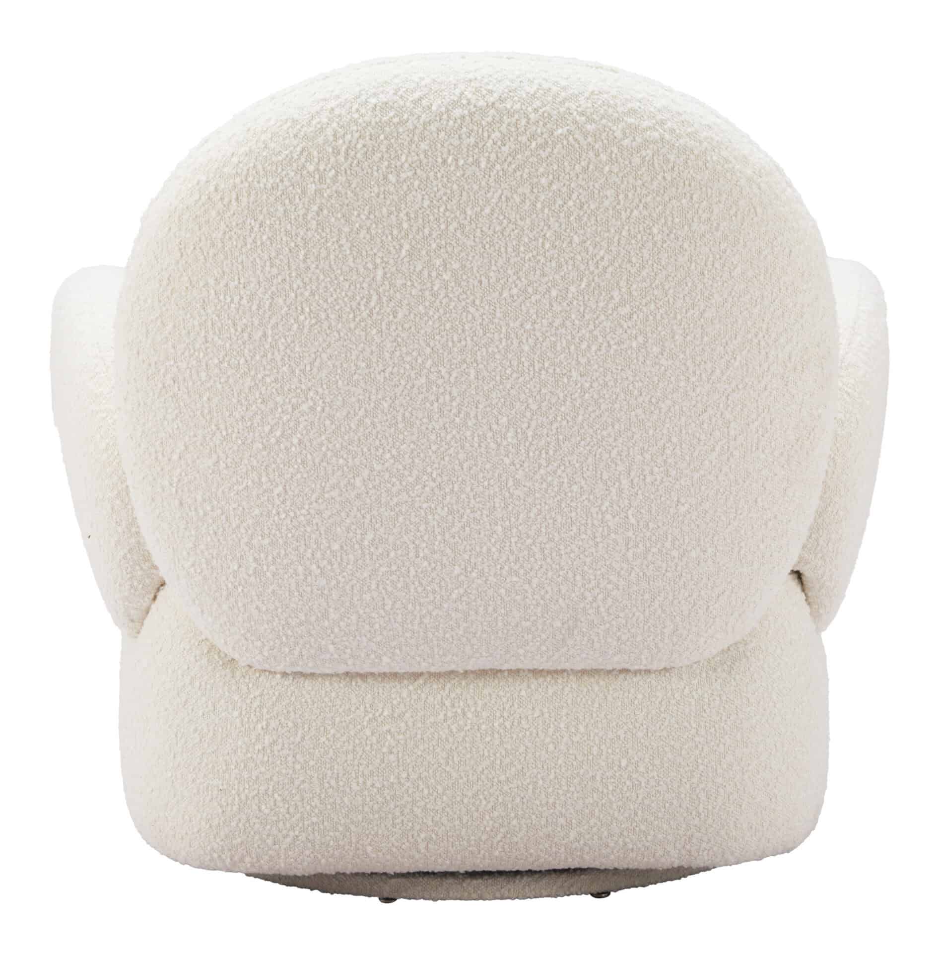 White Swivel Chair with Shearling-Style Fabric and 360-Degree Base 6 White Swivel Chair with Shearling-Style Fabric and 360-Degree Base - Image 6