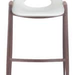 Mid-Century Modern Faux Leather Barstool with Walnut Legs (Set of 2)