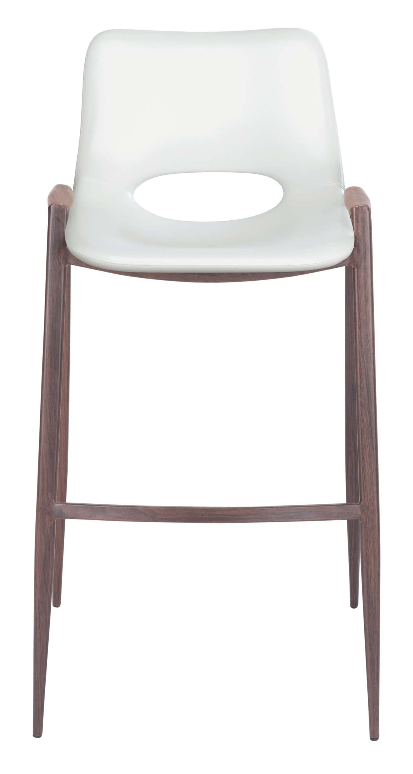 Mid-Century Modern Faux Leather Barstool with Walnut Legs (Set of 2)