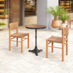 Walnut Outdoor Bistro Table with Faux Wood Round Top