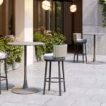 White Wave Outdoor Barstool with Aluminum Frame and Olefin Cushion
