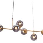 Gold-Plated Ceiling Lamp with Smoked Glass Shades 21 Gold-Plated Ceiling Lamp with Smoked Glass Shades