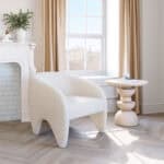 Modern White Shearling Accent Chair with Armrest Support 9 Modern White Shearling Accent Chair with Armrest Support