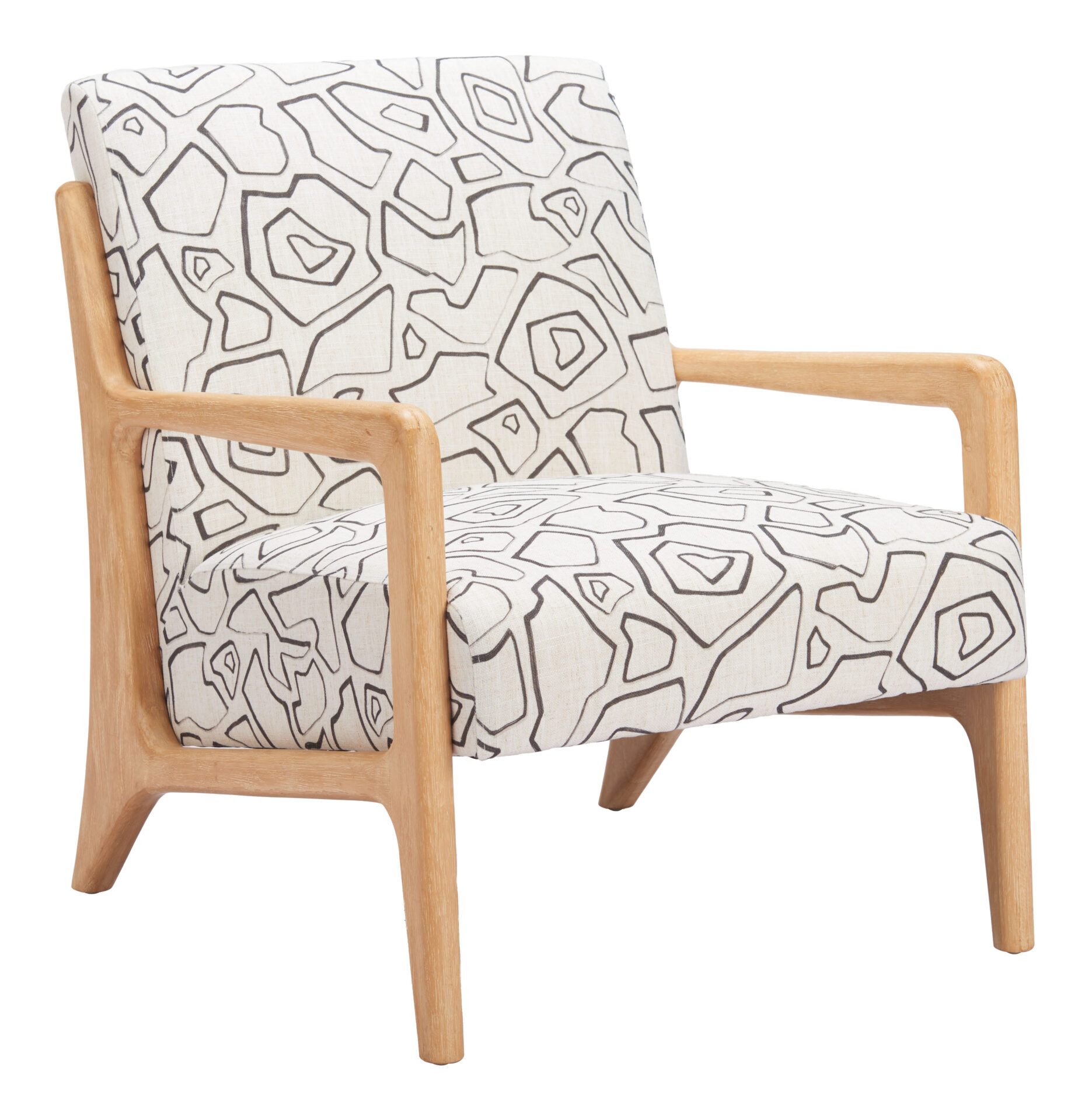Beige and Natural Accent Chair with Rubberwood Legs 1 Beige and Natural Accent Chair with Rubberwood Legs