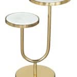 White and Gold Marble Side Table with Steel Frame