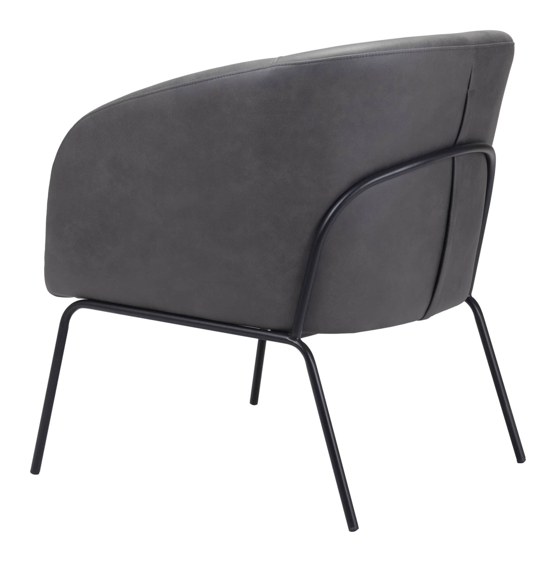 Boho Chic Faux Leather Accent Chair with Steel Legs Vintage Gray 8 Boho Chic Faux Leather Accent Chair with Steel Legs Vintage Gray - Image 8