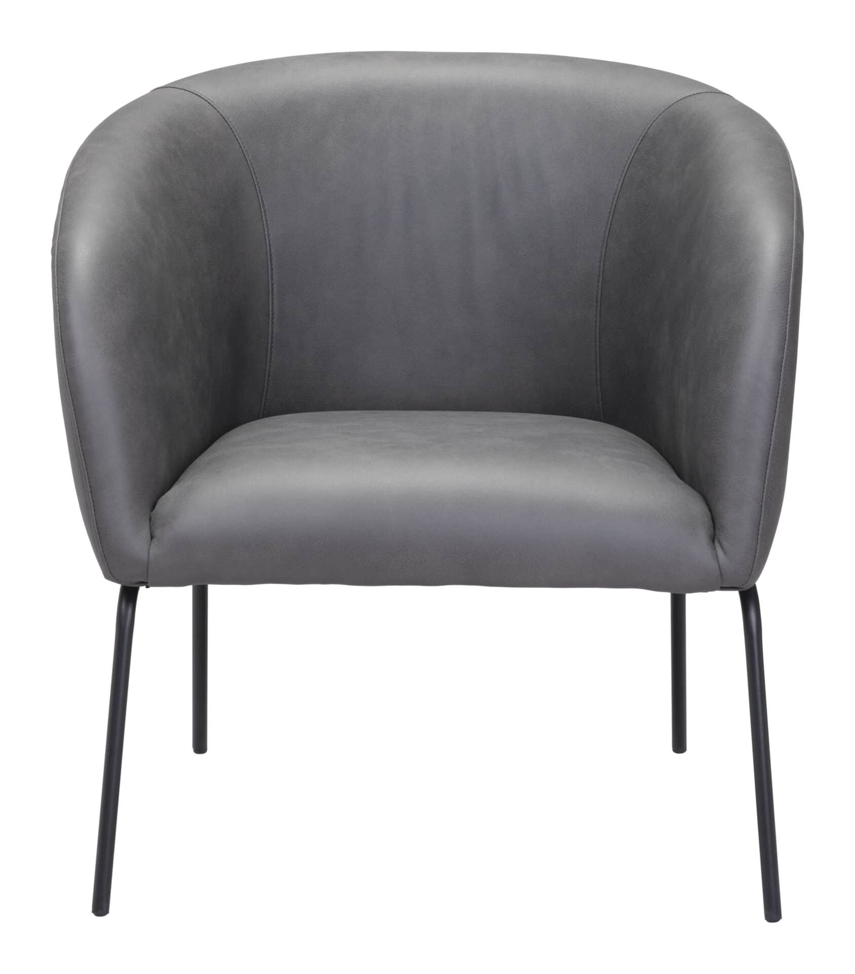 Boho Chic Faux Leather Accent Chair with Steel Legs Vintage Gray 5 Boho Chic Faux Leather Accent Chair with Steel Legs Vintage Gray - Image 5
