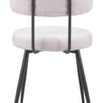 Ivory Shearling Dining Chair with Black Steel Frame (Set of 2)