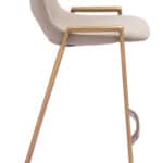 Beige and Gold Mid-Century Modern Counter Stool with Footrest (Set of 2)