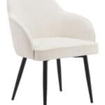 Ivory Velvet Dining Chair with Steel Frame and Armrests (Set of 2) 8 Ivory Velvet Dining Chair with Steel Frame and Armrests (Set of 2)