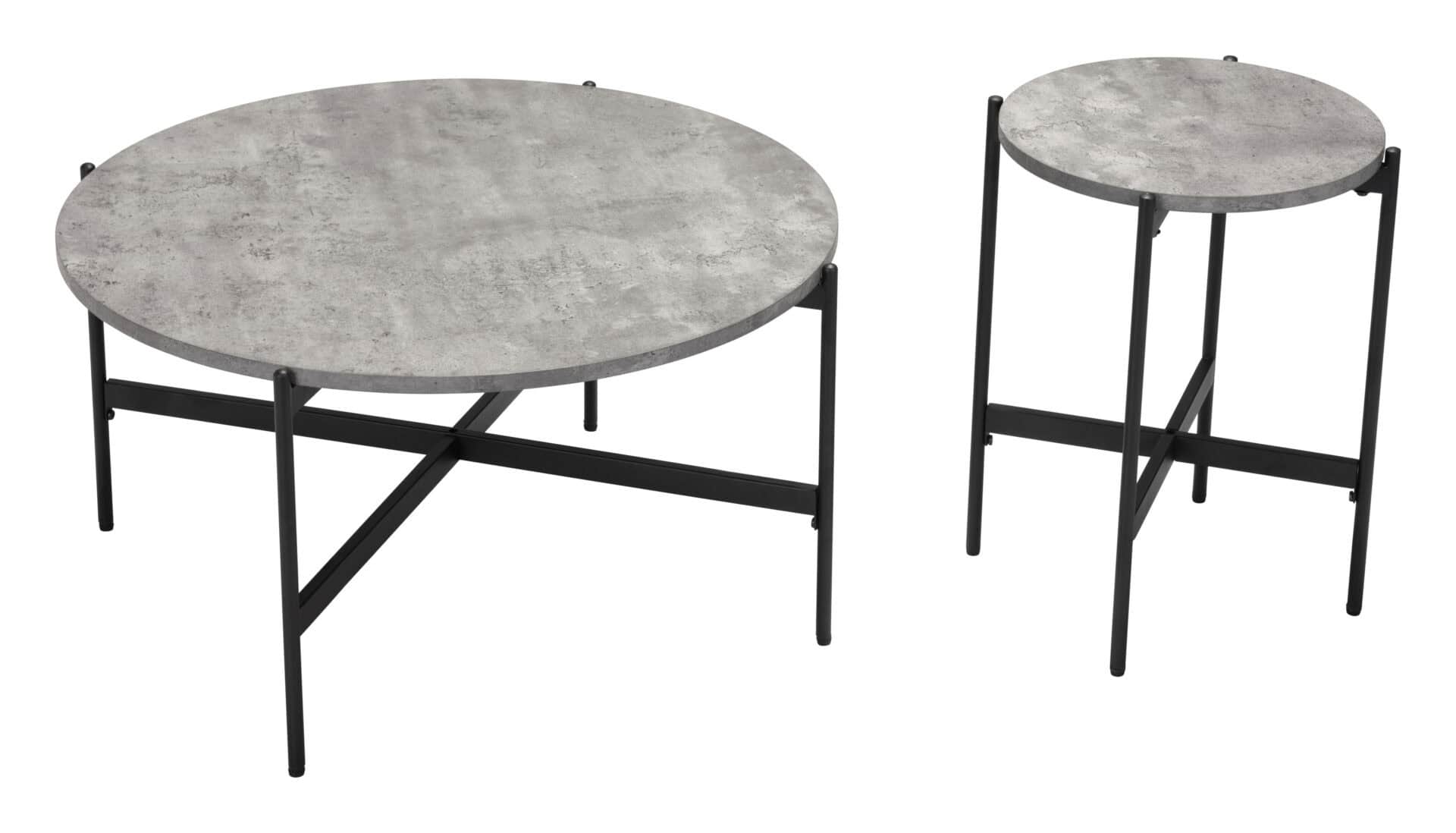 Modern Gray and Black Round Coffee Table Set (2-Piece) 8 Modern Gray and Black Round Coffee Table Set (2-Piece) - Image 8