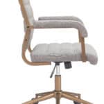 Modern Beige Vinyl Office Chair with Adjustable Height and Swivel