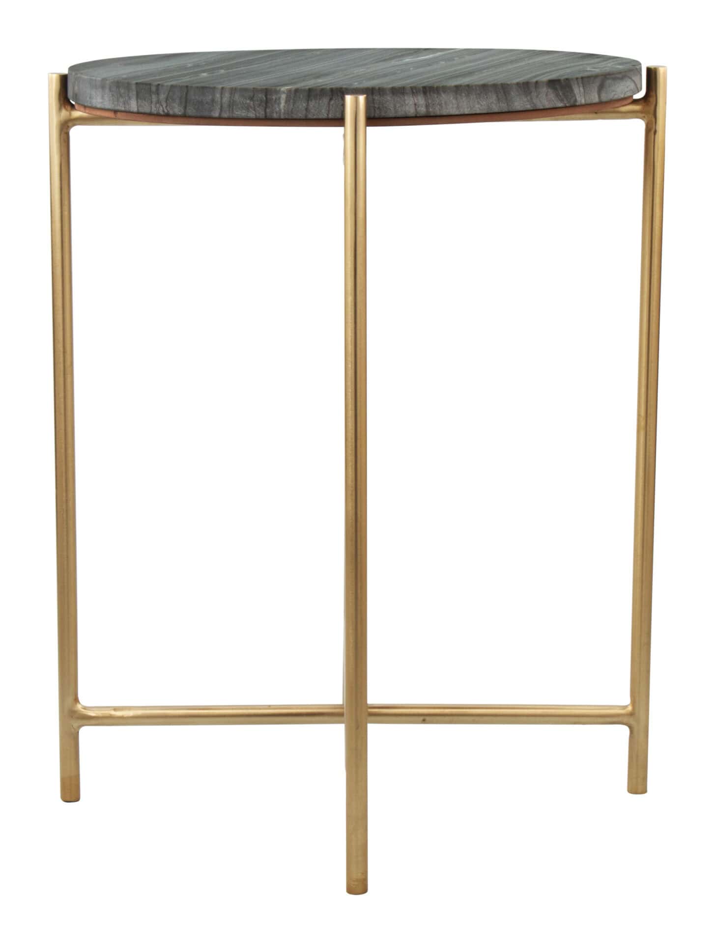 Gray and Gold Round Modern Glam Steel Frame Side Table 3 Gray and Gold Round Modern Glam Steel Frame Side Table - Image 3