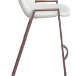 Mid-Century Modern Faux Leather Barstool with Walnut Legs (Set of 2)