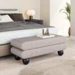 Gray Modern Bench with Glam Deco Design and Teddy Fabric 8 Gray Modern Bench with Glam Deco Design and Teddy Fabric