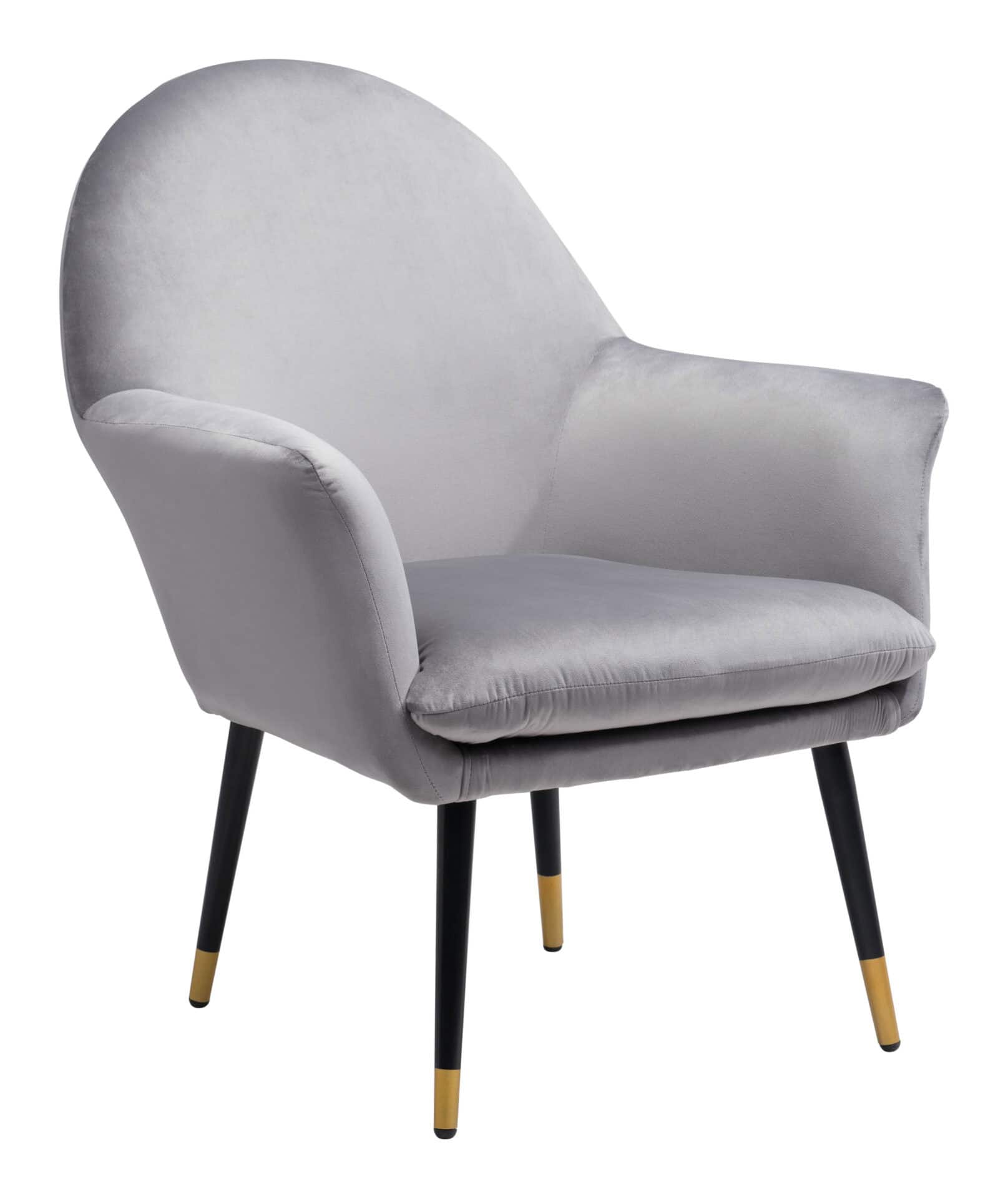 Gray Velvet Boho Accent Chair with Steel Legs and Armrest Support 3 Gray Velvet Boho Accent Chair with Steel Legs and Armrest Support - Image 3