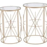 Gold Round Side Tables with White Top (Set of 2) 11 Gold Round Side Tables with White Top (Set of 2)