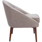Gray Tufted Accent Chair with Curved Silhouette and Wood Legs